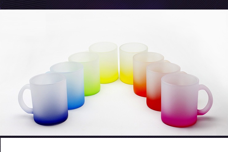 Manufacture 11oz Sublimation Matte Color Beer Mug Wholesale Heat Transfer Colorful Bottom Sublimation Frosted Glass Mug
