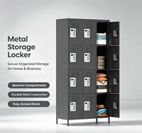 Casier métallique à 12 portes, armoire de rangement en acier pour école, gymnase, employés, organisateur de lieu de travail avec serrure numérique