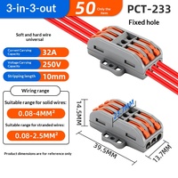 10 Stück PCT-233 Elektrischer Anschlussverbinder 3-in-3-out Hebelbetätigter Klemmenblock, geeignet für die Verkabelung in der Beleuchtungstechnik