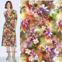 Tissu textile en polyester spandex tissé avec impression numérique de fleurs en papier lisse doux pour robes de fantaisie musulmanes
