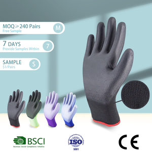 Mỏng 13G Màu Đen Polyester PU Kết Thúc Tráng Găng Tay Xây Dựng Làm Việc Găng Tay Mục Đích Chung Găng Tay An Toàn - Product Image 5