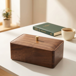 Boîte de rangement artisanale en bois massif avec bouton en laiton, boîte à souvenirs de luxe - Product Image 4