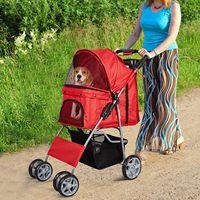 Poussette pliable robuste Pawise pour animaux de compagnie, avec 3/4 roues, chariot de promenade confortable et doux pour chiens et chats