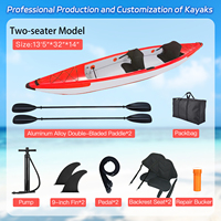 Kayak gonflable SUP détachable et durable, facile à transporter, deux sections avec sac en PVC, pour eaux océaniques, longueur 4m, 2 personnes