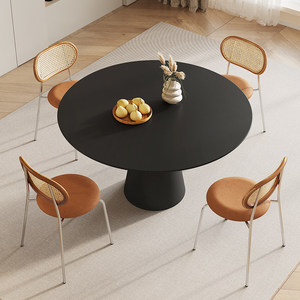 Rock Plate Dining <strong>Table</strong> for <strong>Small</strong> Apartments Minimalist Design Pure Black <strong>White</strong> Turntable Top Anti-scratch Anti-scalding No - Product Image 3