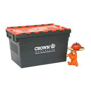 Promoción DE FÁBRICA DE China Contenedor de almacenamiento de plástico apilable de servicio pesado Caja de plástico móvil con tapa adjunta - Product Image 1