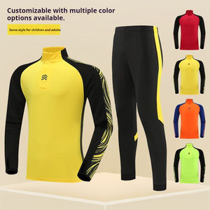 ベルベット長袖サッカーユニフォームスーツ学生子供用ハーフジップスタンドアップカラー男性女性秋冬トレーニングゲーム - Product Image 3