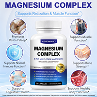 VEGONAUD GMP Factory Custom 8-en-1 Complexe de Magnésium Glycinate, Malate et Citrate en Capsules pour la Santé Osseuse et Musculaire des Adultes