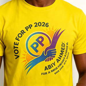 T-shirt Personalizzata Formale Stampata in Poliestere Non Tessuto con Motivo Partito Prosperity dell'Etiopia VOTE ABIY <span class=keywords><strong>AHMED</strong></span> Campagna Elettorale 2026 - Product Image 4