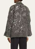 Automne Vintage Varsity Cardigan Pull Button-Up Front Knitwear brodé avec manches longues Style décontracté