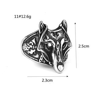 European American Style Men's Titanium Steel Wolf Head <b>Ring</b> Hip Hop Vintage Animal Shape Jewelry Gift - Product Image 5