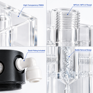 Cellule de débit pour la qualité de l'eau Chemins Cell-100A/B, chambre de débit en acrylique avec filetage NPT pour capteur de pH, ORP, turbidité, à trou unique, en ligne - Product Image 3