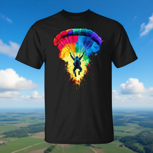 T-shirt de parachutisme coloré avec motif de parachute arc-en-ciel pour les amateurs d'aventure - Product Image 3