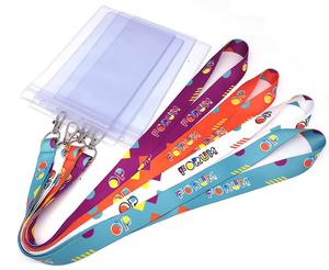 Nhà Máy <span class=keywords><strong>Polyester</strong></span> dây buộc tùy chỉnh đầy đủ màu sắc thăng hoa in logo dây buộc với rõ ràng chủ thẻ PVC cho triển lãm thương mại Quà Tặng - Product Image 1