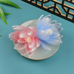 Pinza para el Cabello con Diseño de Loto Doble Azul y Rosa, Estilo Antiguo, Hecha a Mano, Original 2026, Accesorio Versátil para Hanfu, Maquillaje y Peinado - Product Image 4