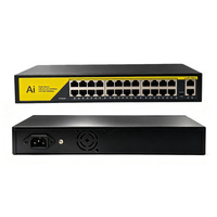 Switch PoE Gigabit de 320W con 24+2 Puertos, Switch de Red Inteligente con VLAN e IA de 320W y 24 Canales para Cámaras IP de CCTV, Vigilancia y Seguridad, Venta al Por Mayor B2B