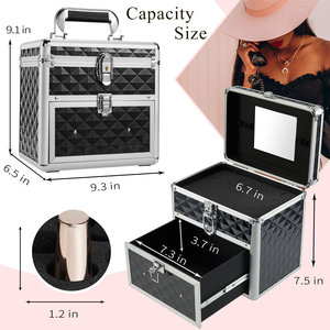 Portable Nail Case Storage Traveling Manicure Carrying Case with Mirror Makeup Train Cases Beauty <b>Box</b> for Cosmetics Nail <b>Tools</b> - Product Image 5