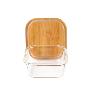 Contenedor de alimentos de vidrio cuadrado transparente con tapa de bambú, caja de almacenamiento hermético <span class=keywords><strong>para</strong></span> el <span class=keywords><strong>almuerzo</strong></span> - Product Image 5