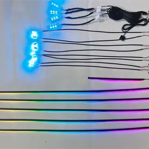 Flydee 18way 10way 6way giao hưởng dòng chảy đuổi theo bầu không khí ánh sáng RGB màu acrylic nội thất bảng điều khiển xe môi trường xung quanh ánh sáng - Product Image 1