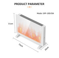 Radiateur électrique à convection 2000W avec effet de flamme 3D, panneau en verre trempé, autoportant et mural pour la maison