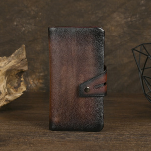 Ando Bag Cartera larga plegable de cuero genuino de vaca estilo vintage con tarjetero con cierre a presión - Product Image 2