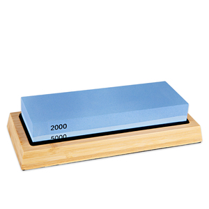 Ensemble de pierres à aiguiser pour couteaux de haute qualité Grains double face 1000/3000/6000 Affûteur avec guide d'angle de base en bambou antidérapant - Product Image 1