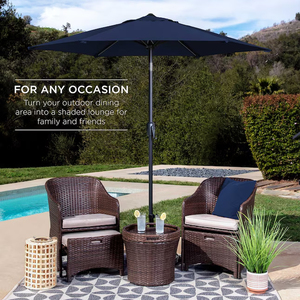Parasol de terrasse robuste de 7,5 pieds avec bouton d'inclinaison et manivelle facile, bleu marine, pour jardin, terrasse, piscine - Product Image 4