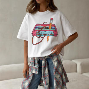 T-shirt imprimé à la mode pour femmes d'été décontracté Vintage à manches courtes impression t-shirts mode Hip Hop haut ample - Product Image 1