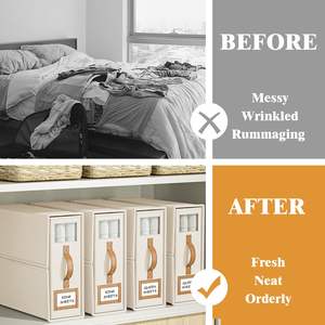 Foldable <b>Bed</b> Sheets <b>Set</b> Organizers and Storage Linen Fabric Closet Organizers with Window Folding <b>Bed</b> Storage Box for Bedsheet - Product Image 2