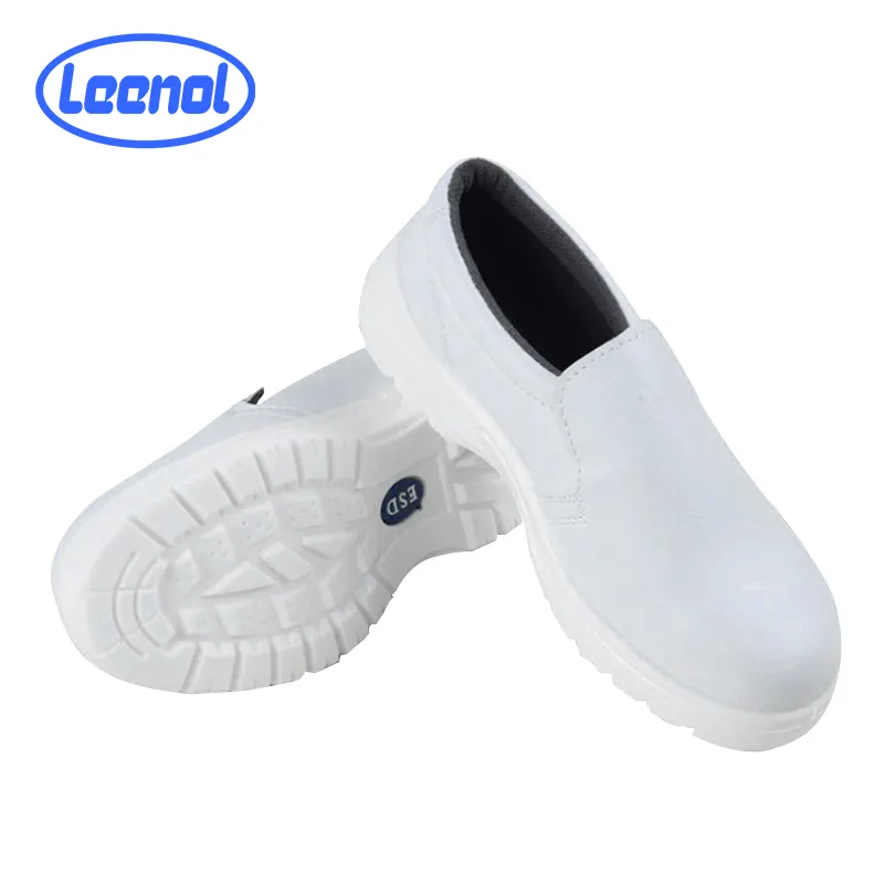 Leenol ESD Cleanroom Sepatu Safety PU Putih dengan Steel Toe