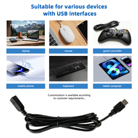 Cable de extensión USB 2.0 macho a hembra a macho, puerto cuadrado con blindaje, compatible con unidades flash USB, computadoras y ratones