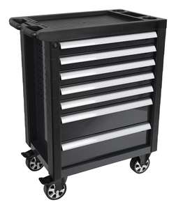 Armário de Ferramentas Móvel 2026 com 7 Gavetas em Aço Laminado a Frio, com Fechadura, 6 Conjuntos de Ferramentas, Capacidade de Carga de 300kg para Oficina de Reparo Automotivo, Preto e Vermelho - Product Image 3