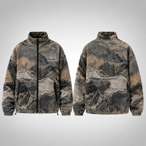 Chaqueta de tapicería tejida a medida, chaqueta vintage con cremallera de jacquard, ropa de calle, fabricante OEM ODM - Product Image 2