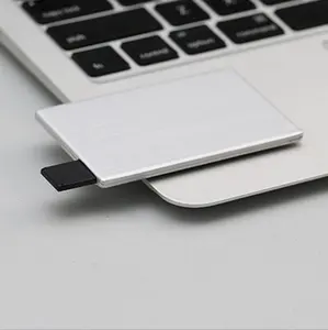 Pen drive de cartão de crédito com cartão de memória USB de metal para presente personalizado 64 MB 128 MB 512 MB 1g 2G 4G 8G 16G