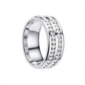 Bagues pour hommes en acier de 21 mm, plaquées or 18 carats, style religieux classique, bijoux ajustables avec incrustation, livrées dans une boîte - Product Image 1