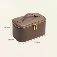 Sac de maquillage de voyage personnalisé portable avec fermeture à glissière, étui cosmétique en cuir PU, porte-pinceaux, résistant à l'eau, poignée souple