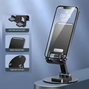 <b>Adjustable</b> Alloy Metal Support <b>Table</b> 360 Rotating Aluminum Mobile Phone Holder Portable and Flexible for Desk or Bed Use - Product Image 5