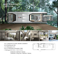 Unité de vie modulaire empilable intelligente de 20 pieds et 40 pieds, capsule spatiale avec contrôle de la température, maison pour hôtels et villas