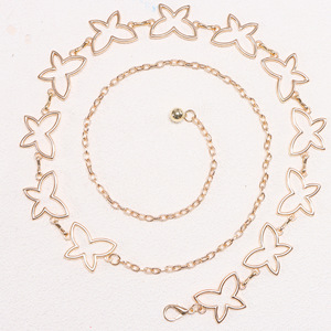Cadena de cintura de mariposa hueca de aleación de zinc metálica de una sola capa para mujer, cinturón de vestido de fiesta, oro y plata - Product Image 4