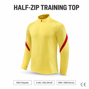 Maillot de football d'hiver à demi-zip et manches longues pour hommes et femmes, design color block, tenue d'entraînement pour les matchs et la course en extérieur - Product Image 2