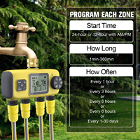 YIERYI Temporizador de Riego Digital de 4 Zonas, Controlador Automático de Riego para Jardín con Retraso por Lluvia, Pantalla LCD, Temporizador para Manguera y Aspersor