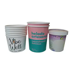 500ml customized logo printed biodegradable paper cup envases para for helados ice cream de ice cream cup