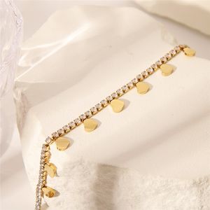 Collar de Lujo con Diamantes Completos de 3MM, Zirconia, Chapado en Oro de 18k, Acero de Titanio, Tipo Tenis, Inoxidable, con Colgante de Corazón Brillante - Product Image 6