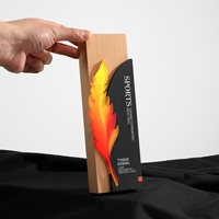 Nuevo Trofeo de Acrílico, Madera Maciza y Metal, Personalizado, Creativo, de Alta Gama, para Reuniones Anuales, con Temática de Plumas para Personal Excelente