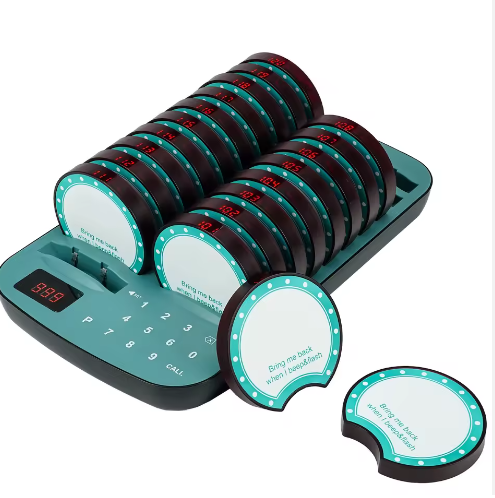 20 Piece Round Restaurant Wireless Pagers Independent Charging Dock Vibrating Calling Device for Dining Establishments