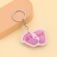 Porte-clés en cuir PU 3D mignon pour la Saint-Valentin avec enregistrement vocal numérique et empreintes de petits pieds rembourrées
