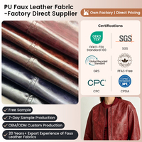 Tissu en similicuir PU extensible à haute élasticité, matière synthétique en gros pour la fabrication de vestes en cuir et d'habillement