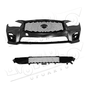 HS nouveau couvercle de <span class=keywords><strong>pare</strong></span>-chocs avant de voiture calandre supérieure calandre inférieure couvercle de lampe antibrouillard Kits de carrosserie automatique pour Infiniti Q50 Q50s 2014 2015 2016 2017 - Product Image 4