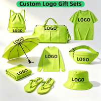 Ensemble cadeau d'entreprise personnalisé avec logo, comprenant un parapluie automatique et un ensemble de voyage, idéal pour les événements d'entreprise en plein air