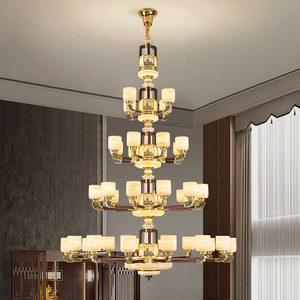 Chinese Style All Copper Chandelier Multi Head Led <b>Light</b> Round Shape For Living Room Dining Room Study Home <b>Lighting</b> - Product Image 1
